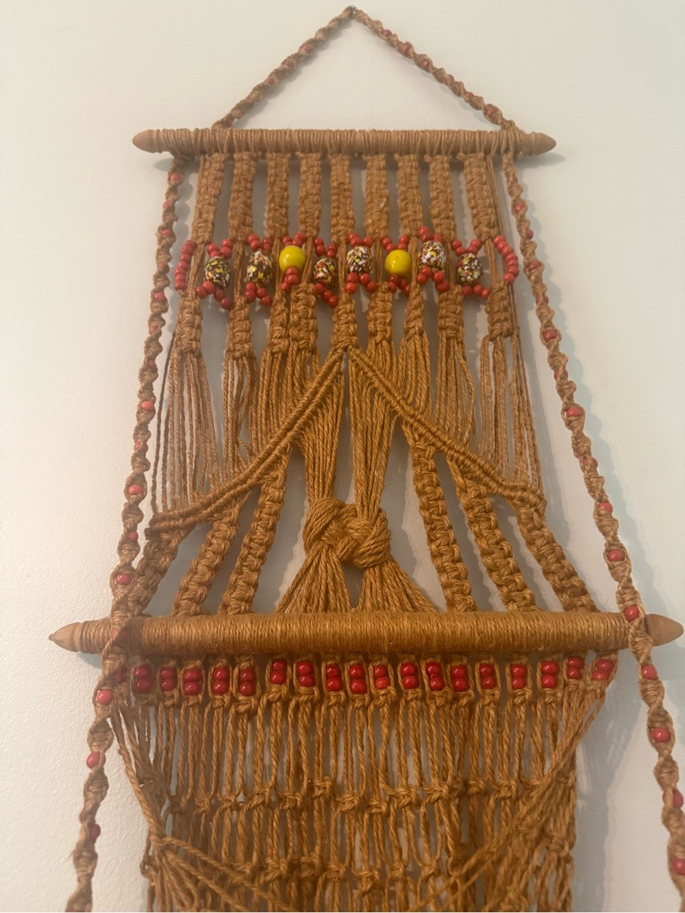 Vintage Tapestry 1970’s Handcrafted Brown Macrame Bohemian Wall Hanging